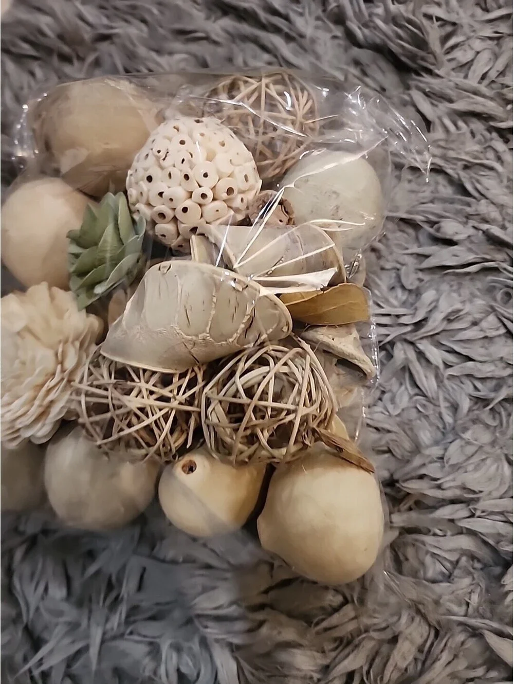 Wicker Rattan Nuts Collection of Table Centerpiece Decor Decorative Spheres